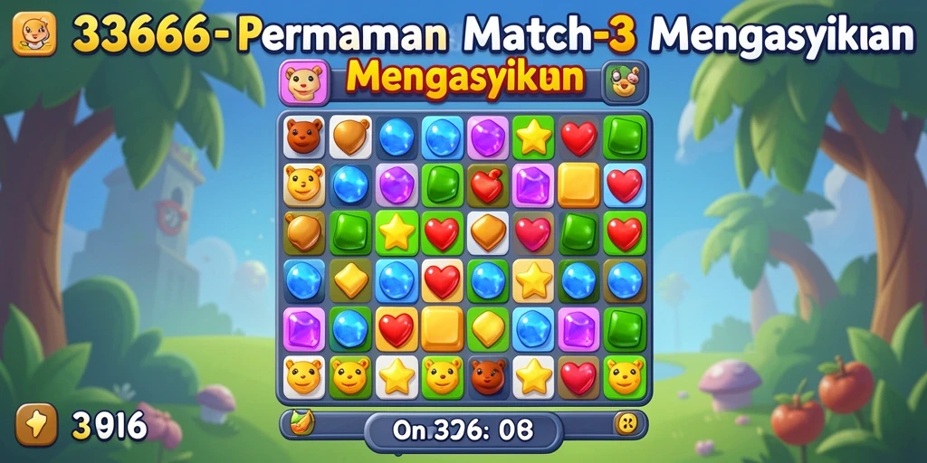 Gameplay seru dari game Match-3 333666 yang penuh warna.