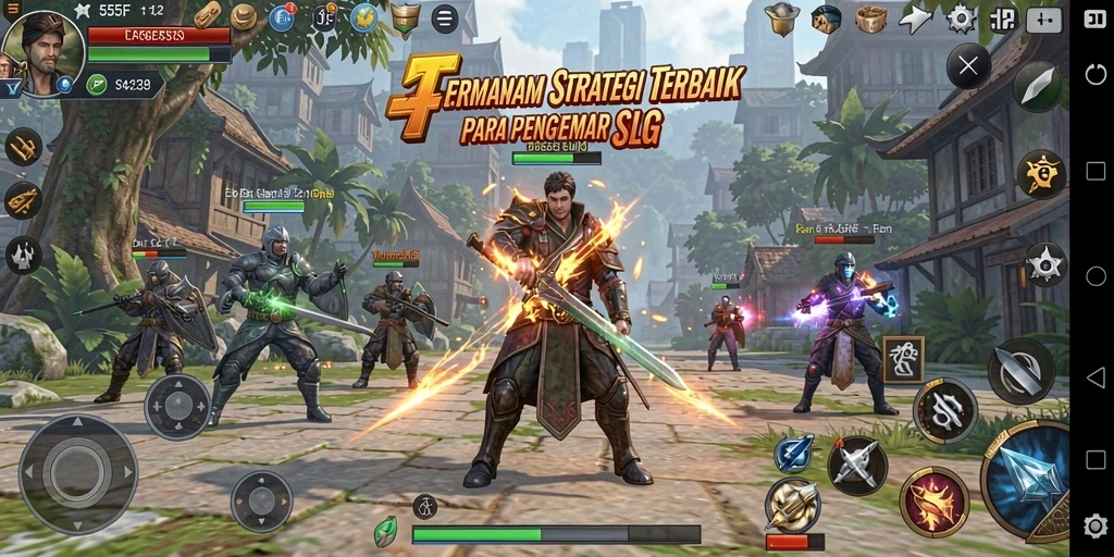 Tampilan screenshot utama 555F dengan aksi gameplay strategi.