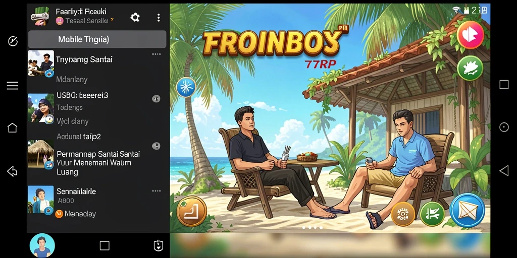 Tampilan gameplay menarik dari 77RP dengan grafis cerah.
