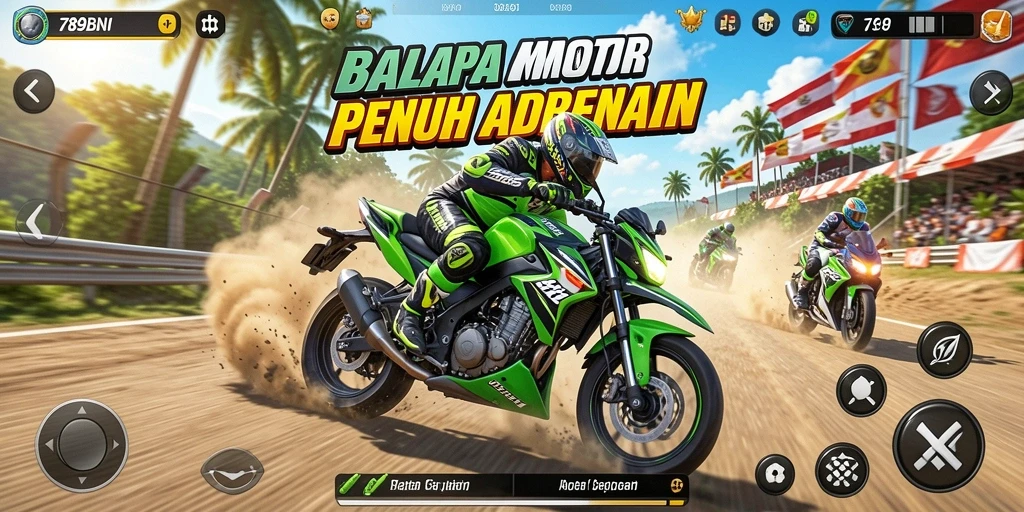 Gameplay balapan motor yang seru dan mendebarkan di 789BNI.