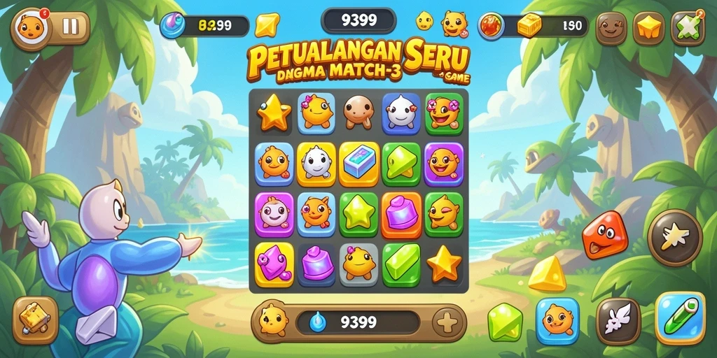 Tampilan gameplay menantang dari game Match-3 9399.