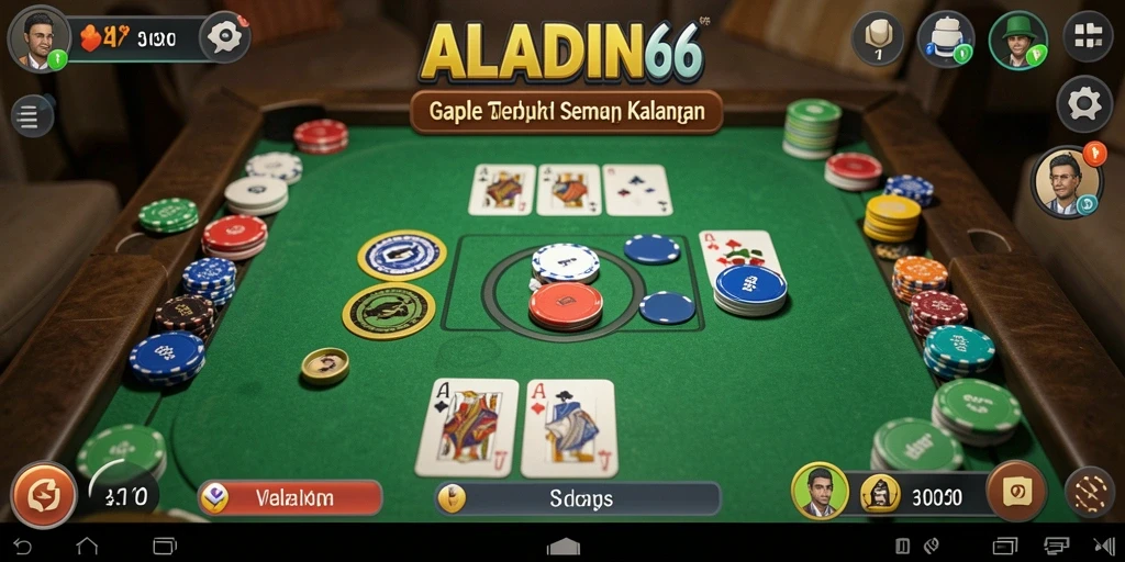 Screenshot utama ALADIN66 menampilkan suasana permainan Gaple yang seru.