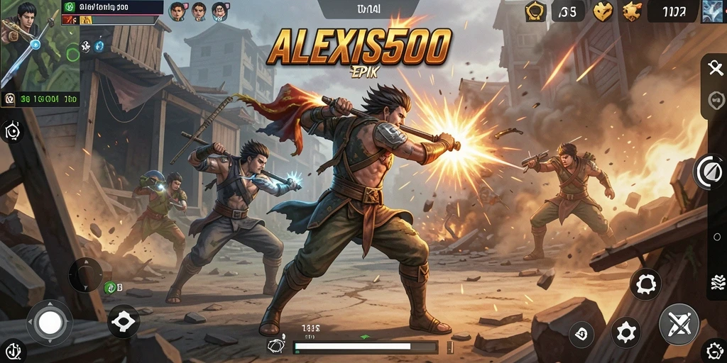 Screenshot ALEXIS500 menunjukkan aksi pertarungan yang intens dan grafis berkualitas tinggi.