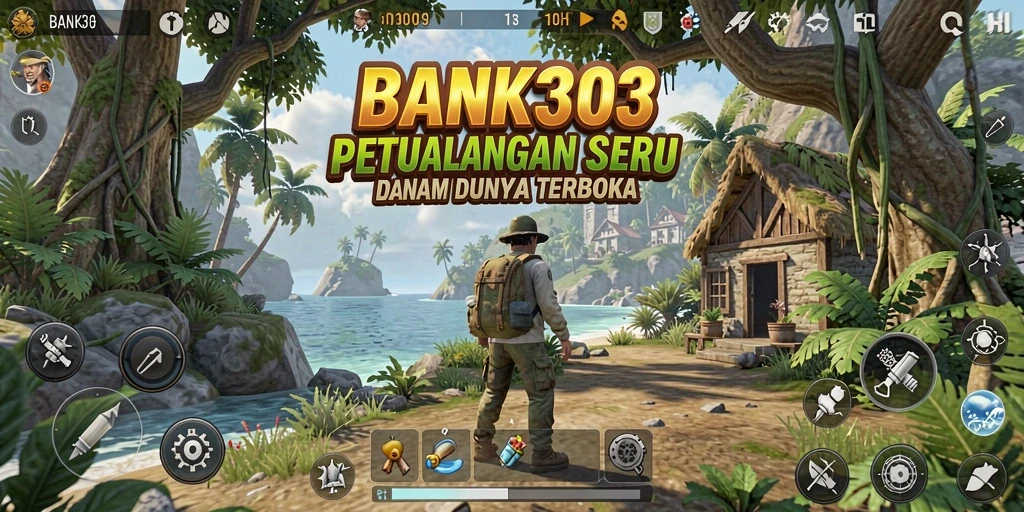 Tampilan gameplay BANK303 yang menampilkan misi dan eksplorasi dunia terbuka.
