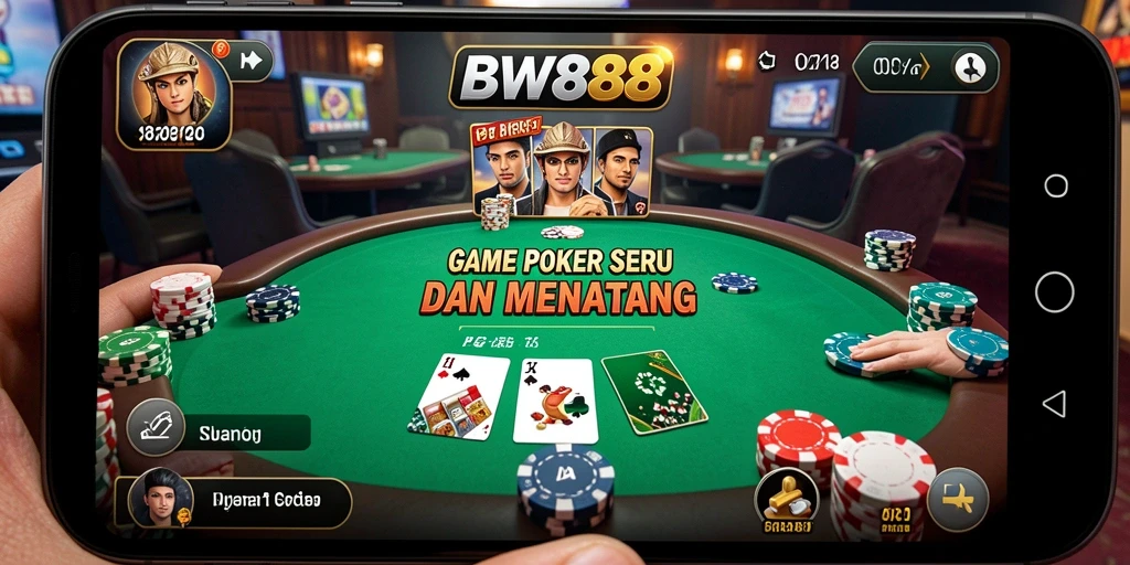 Tampilan gameplay seru dalam BW888, menikmati poker dengan teman-teman.