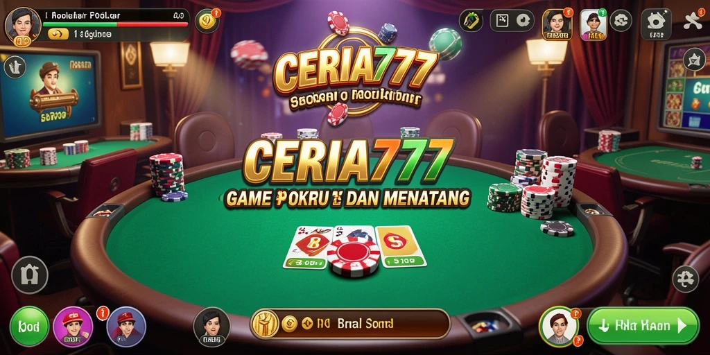 Screenshot gameplay CERIA777 saat pertandingan poker yang mendebarkan.