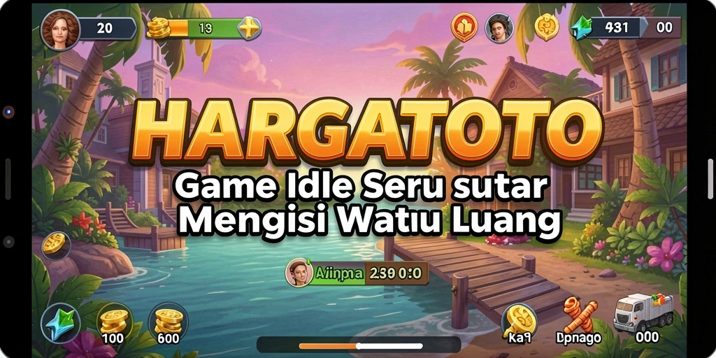 Tampilan gameplay seru HARGATOTO, mendemonstrasikan kemajuan bisnis.