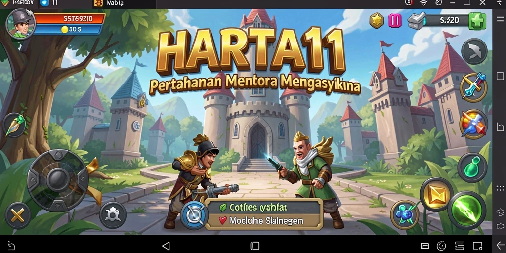 Screenshot HARTA11 menampilkan aksi menara pertahanan yang mendebarkan.