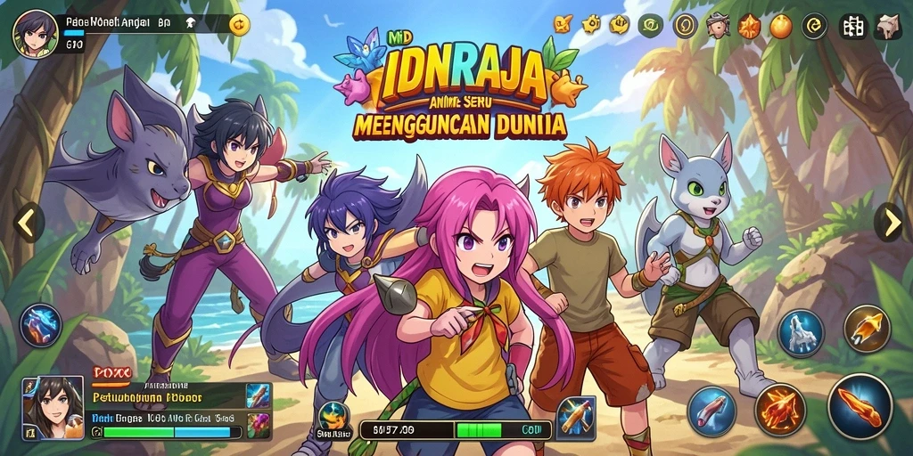 Tampilan gameplay epic dengan karakter anime yang keren.