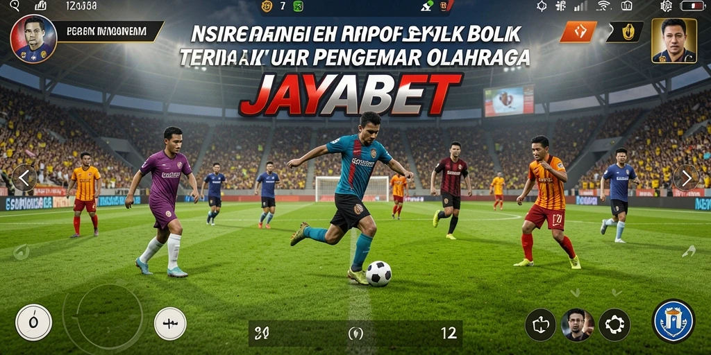 Screenshot JAYABET menunjukkan aksi seru di lapangan sepak bola.