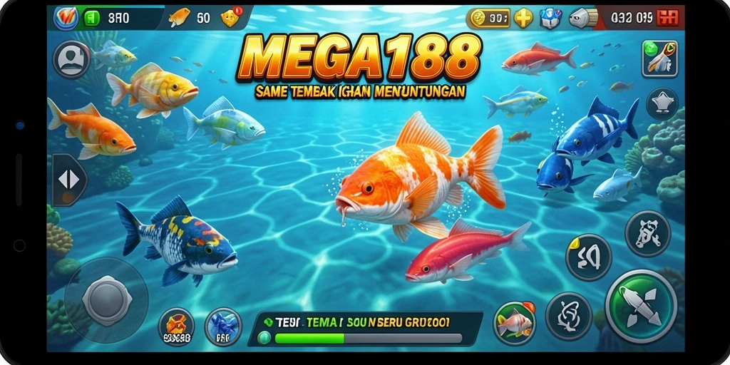 Gameplay menarik dengan tangkapan ikan berwarna-warni.