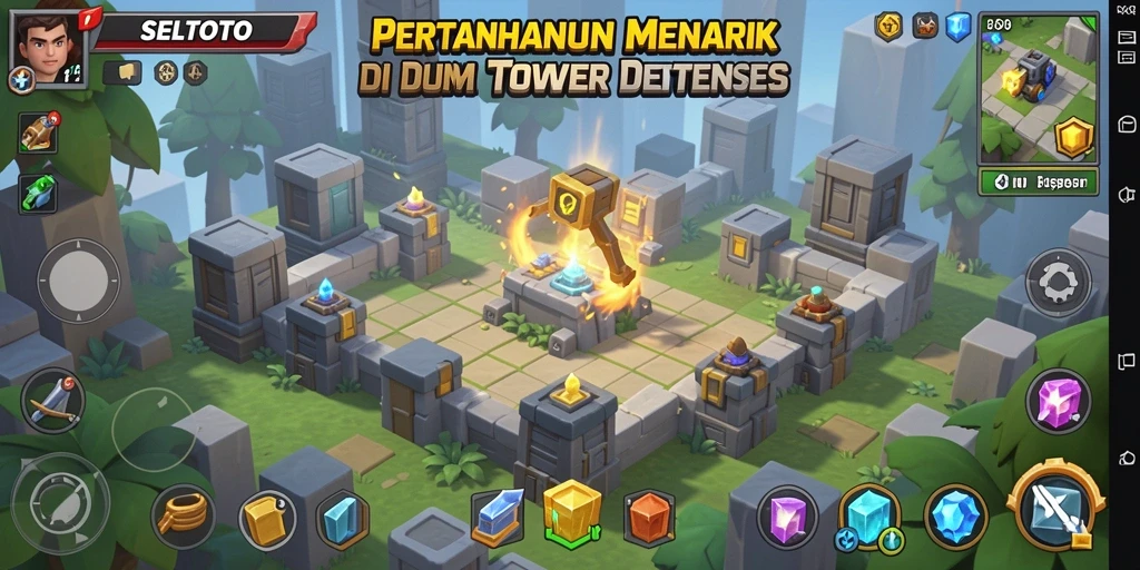 Tampilan gameplay menegangkan dalam SELTOTO yang menunjukkan strategi tower defense.