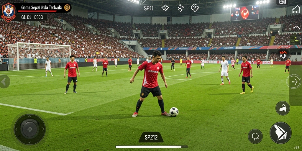 Tampilan grafik yang menarik dari SP212 saat pertandingan sepak bola.